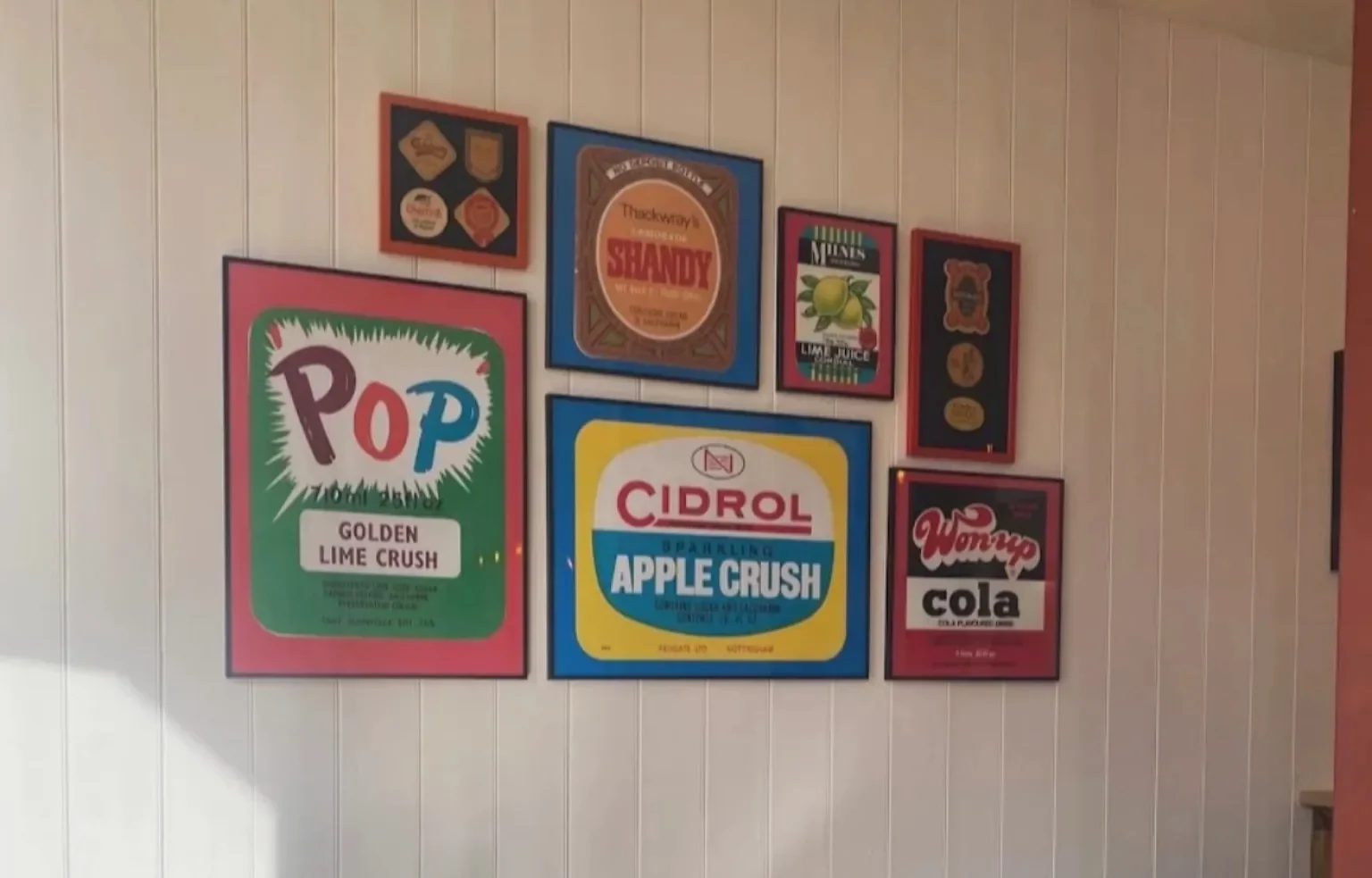 Vintage drinks artwork inside Newhaven Tap
